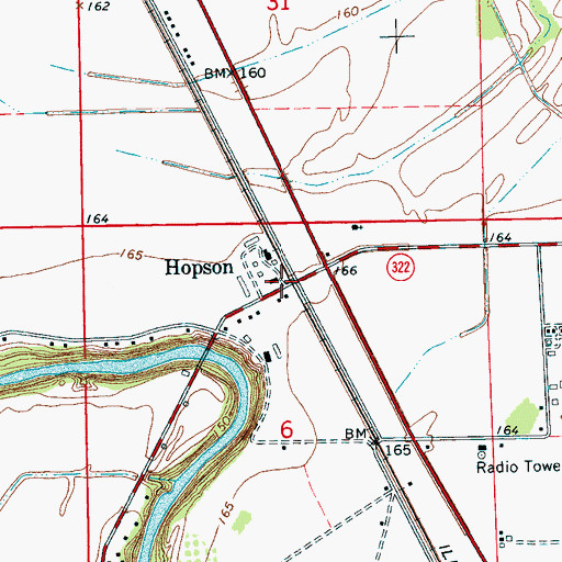 Topographic Map of Hopson, MS