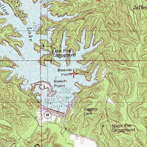 Topographic Map of Beaver Point, AR
