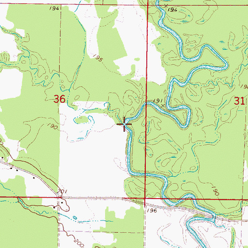 Topographic Map of Horse Creek, MS