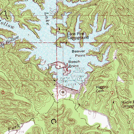 Topographic Map of Beech Point, AR
