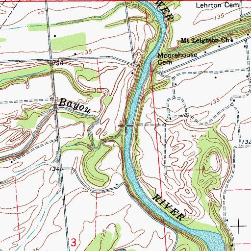 Topographic Map of Horseshoe Bayou, MS