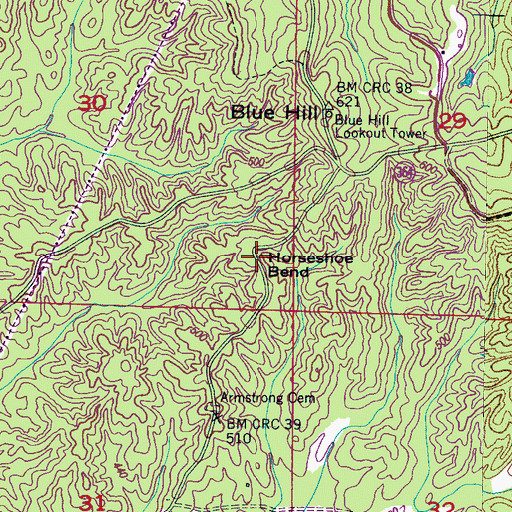 Topographic Map of Horseshoe Bend, MS