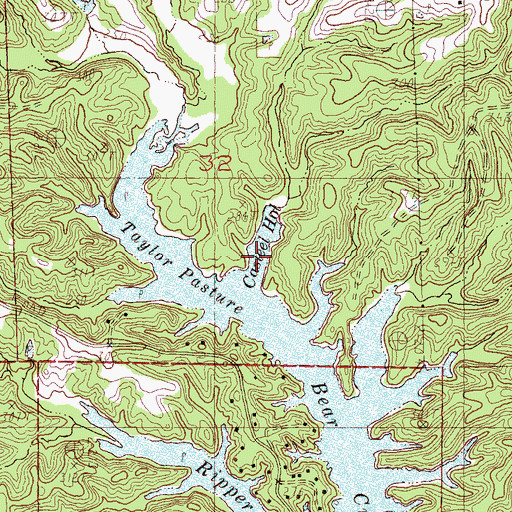 Topographic Map of Casteel Hollow, AR