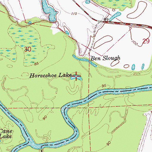 Topographic Map of Horseshoe Lake, MS