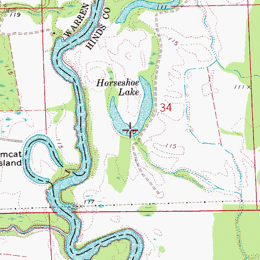 Topographic Map of Horseshoe Lake, MS