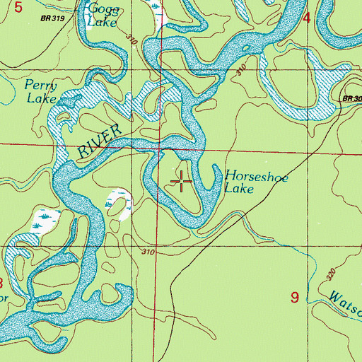 Topographic Map of Horseshoe Lake, MS