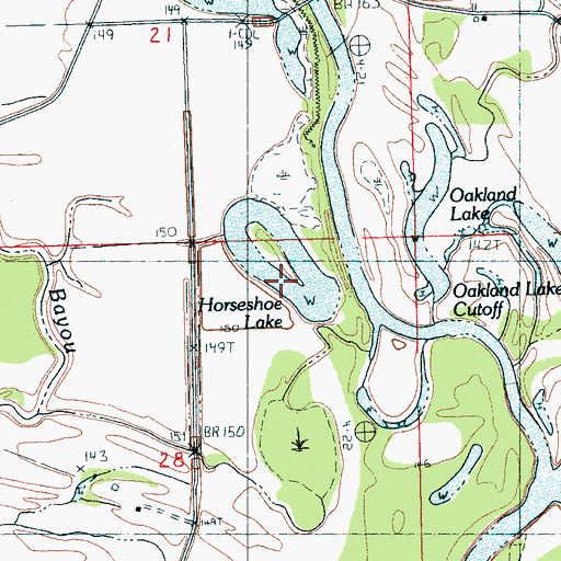 Topographic Map of Horseshoe Lake, MS