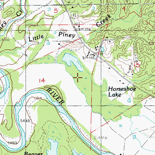 Topographic Map of Horseshoe Lake, MS