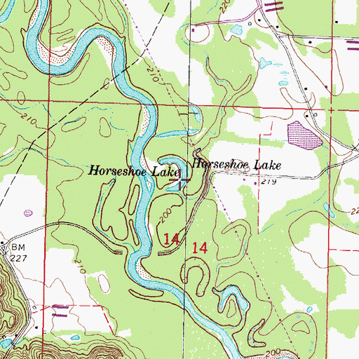Topographic Map of Horseshoe Lake, MS