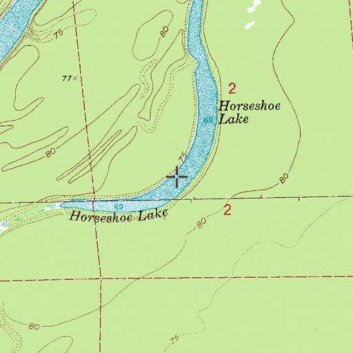 Topographic Map of Horseshoe Lake, MS