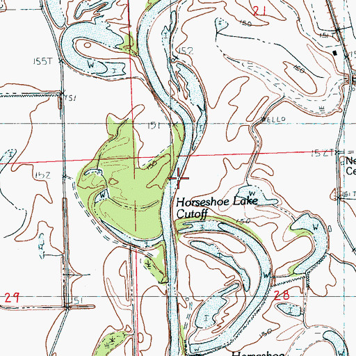 Topographic Map of Horseshoe Lake Cut -Off, MS
