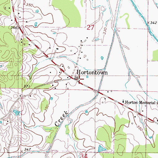 Topographic Map of Hortontown, MS