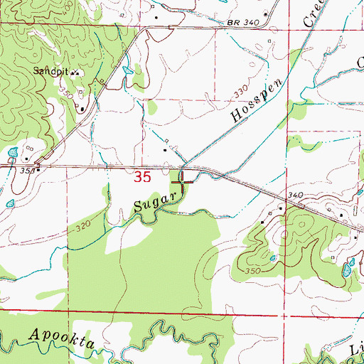 Topographic Map of Hosspen Creek, MS