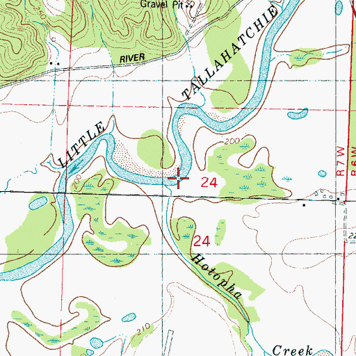 Topographic Map of Hotopha Creek, MS