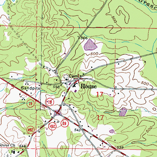 Topographic Map of House, MS