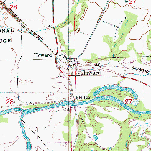 Topographic Map of Howard, MS