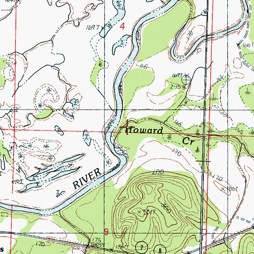 Topographic Map of Howard Creek, MS