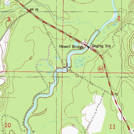 Topographic Map of Howell Bridge, MS