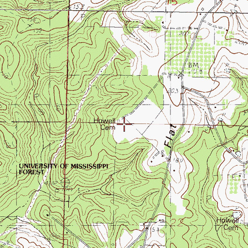 Topographic Map of Howell Cemetery, MS