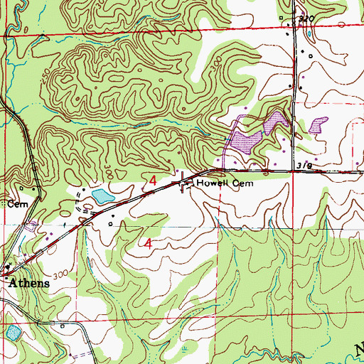 Topographic Map of Howell Cemetery, MS