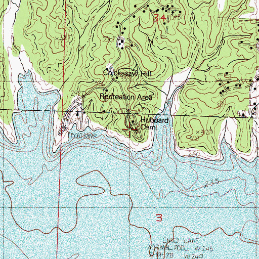 Topographic Map of Hubbard Cemetery, MS