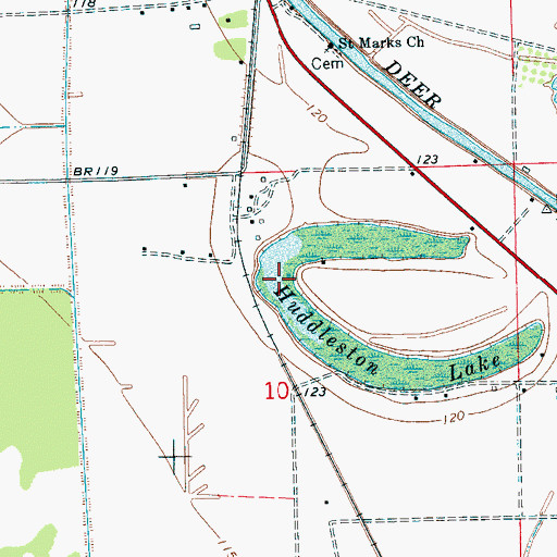 Topographic Map of Huddleston Lake, MS