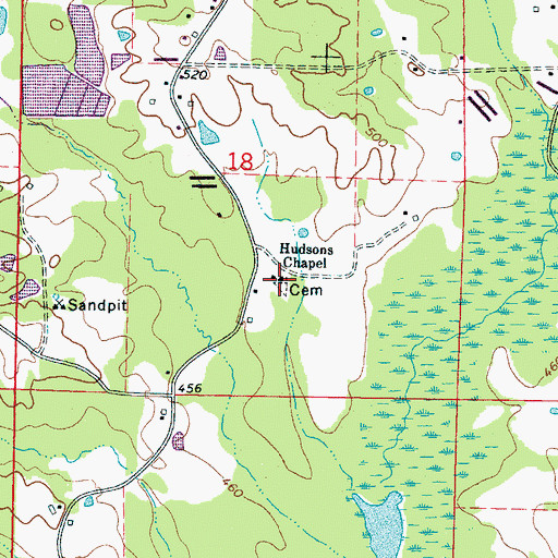 Topographic Map of Hudsons Chapel, MS