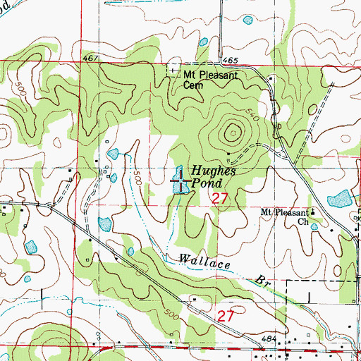 Topographic Map of Hughes Pond, MS