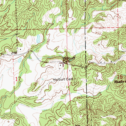Topographic Map of Hulburt Cemetery, MS