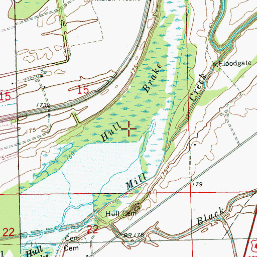 Topographic Map of Hull Brake, MS