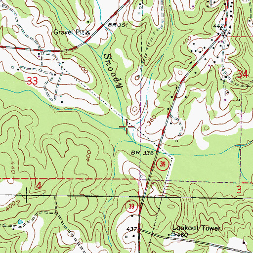Topographic Map of Hull Branch, MS