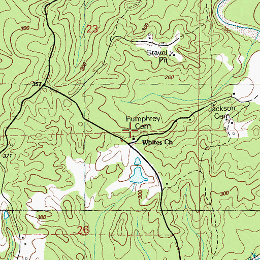 Topographic Map of Humphrey Cemetery, MS