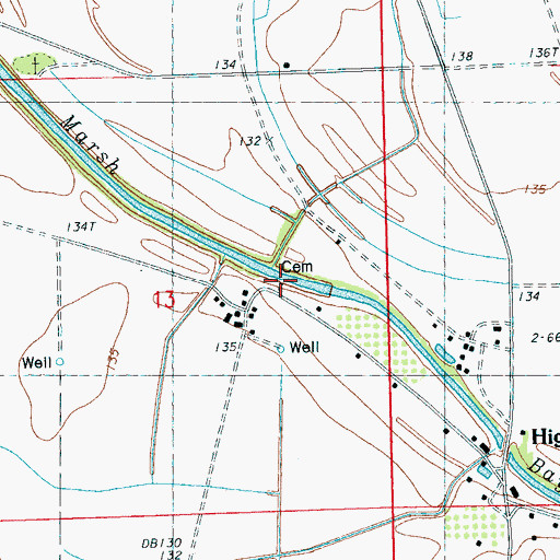 Topographic Map of Humphrey Cemetery, MS