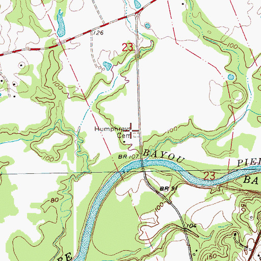 Topographic Map of Humphreys Cemetery, MS