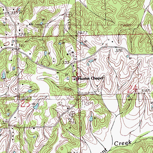 Topographic Map of Hunter Chapel, MS