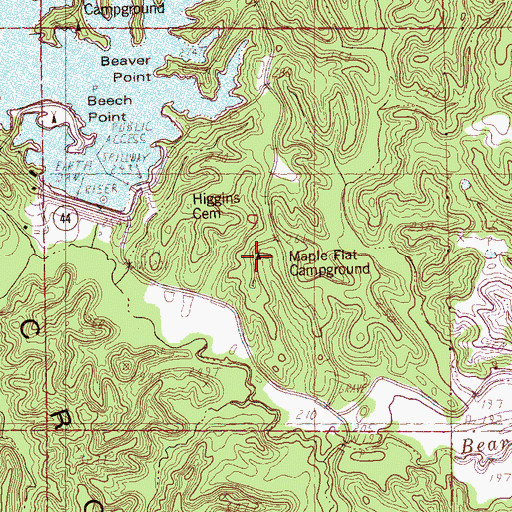 Topographic Map of Maple Flat Campground, AR