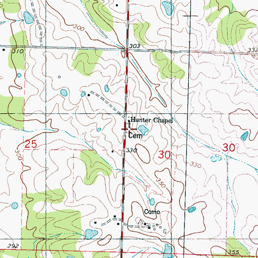 Topographic Map of Hunters Chapel School, MS
