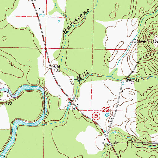 Topographic Map of Hurricane Bay, MS