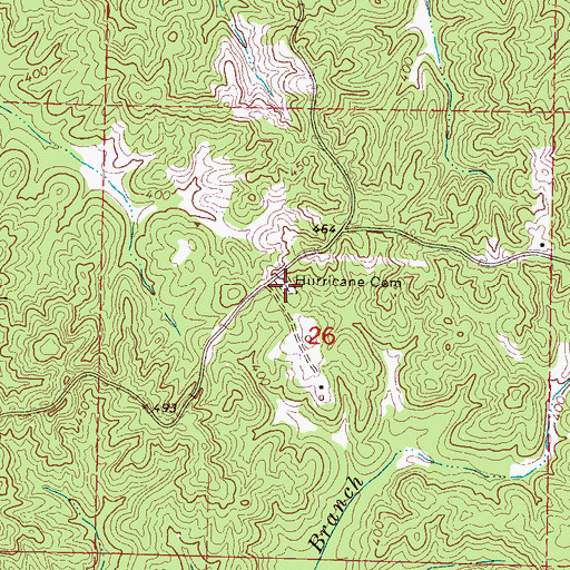 Topographic Map of Hurricane Cemetery, MS