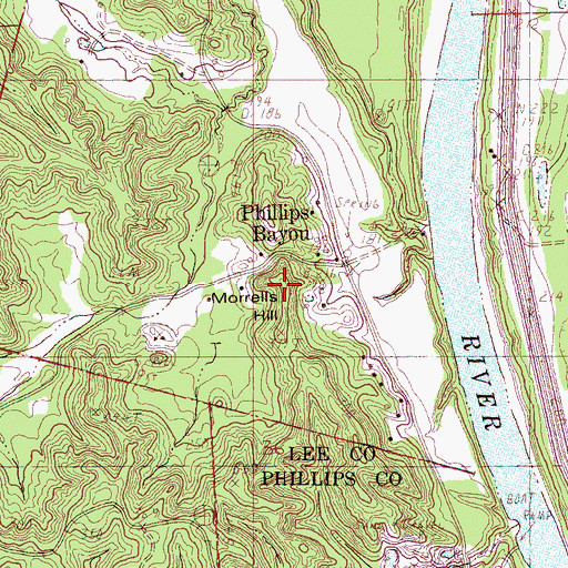 Topographic Map of Morrells Hill, AR