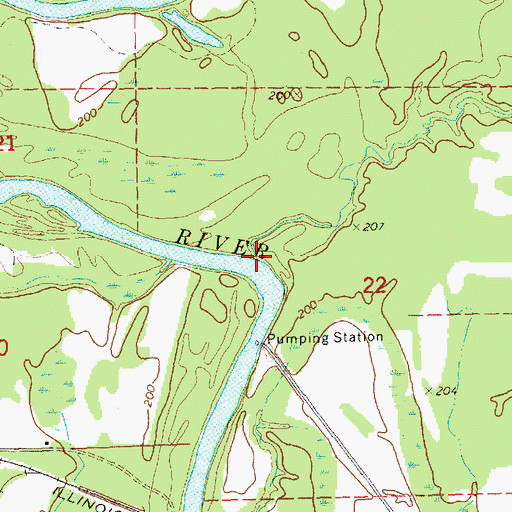 Topographic Map of Hurricane Creek, MS