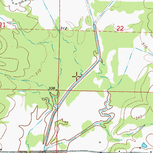 Topographic Map of Hurricane Creek, MS
