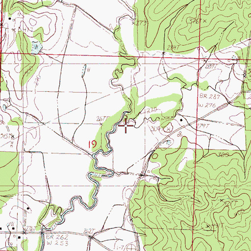 Topographic Map of Hurricane Creek, MS