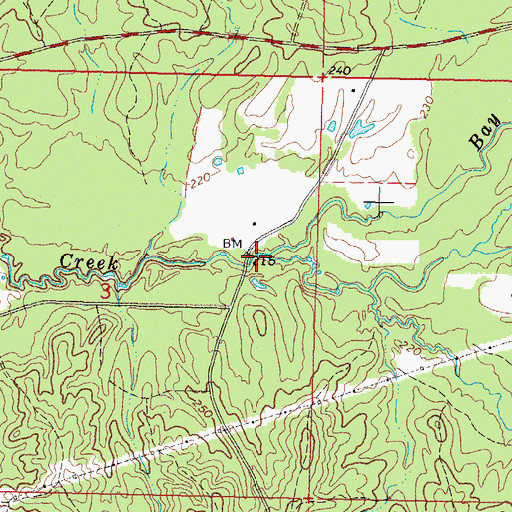 Topographic Map of Hurricane Creek, MS