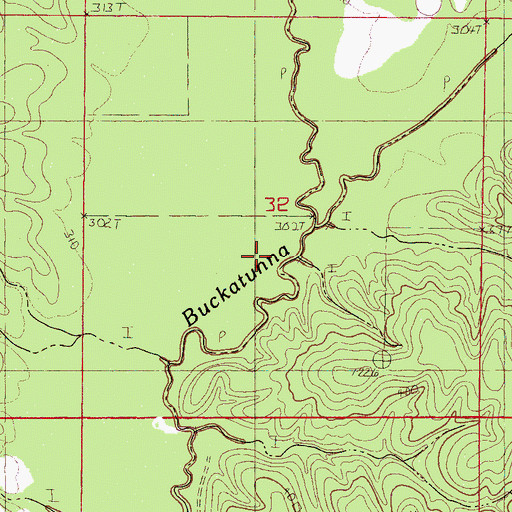 Topographic Map of Hurricane Creek, MS