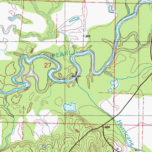 Topographic Map of Hurricane Creek, MS