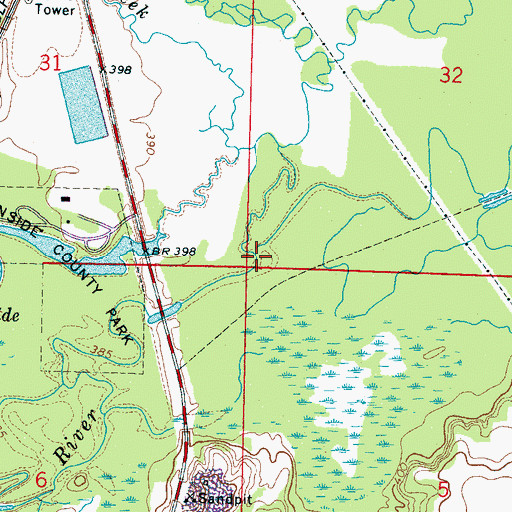 Topographic Map of Hurricane Creek, MS