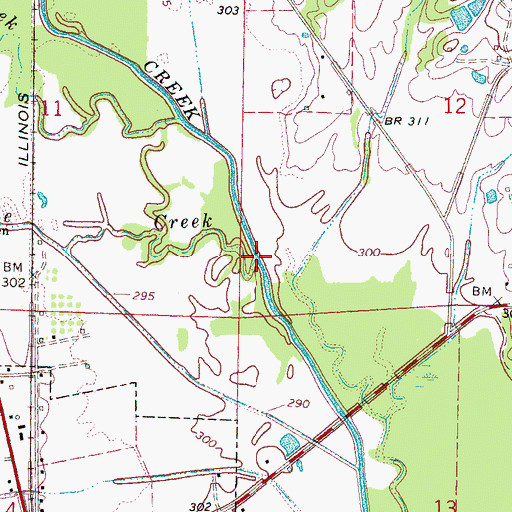 Topographic Map of Hurricane Creek, MS