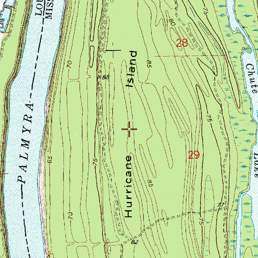 Topographic Map of Hurricane Island, MS