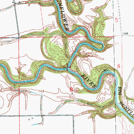Topographic Map of Hushpuckena River, MS